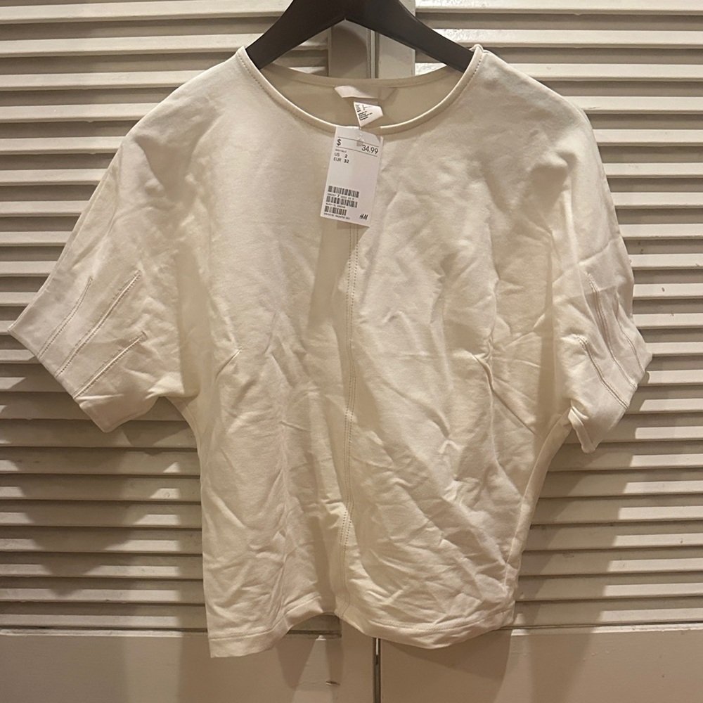 H&M Cream Crewneck Short Sleeve Tee